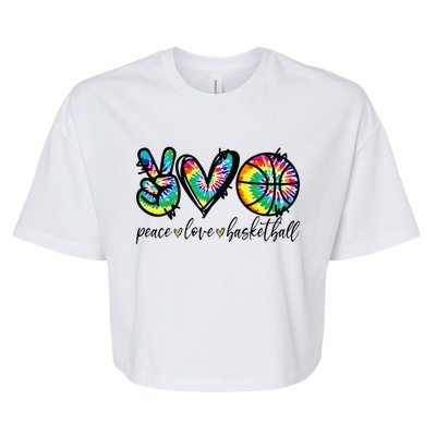 Peace Love Basketball Tie Dye Cute Basketball Lovers Bella+Canvas Jersey Crop Tee