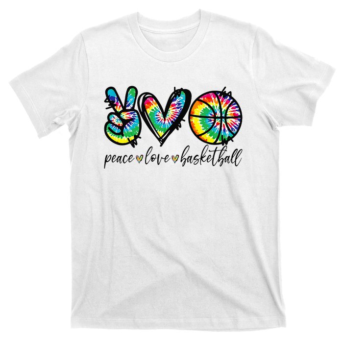 Peace Love Basketball Tie Dye Cute Basketball Lovers T-Shirt