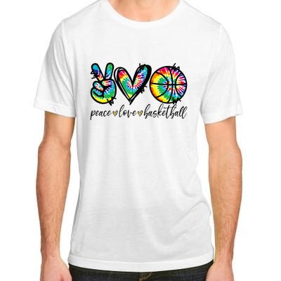 Peace Love Basketball Tie Dye Cute Basketball Lovers Adult ChromaSoft Performance T-Shirt