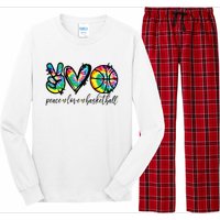 Peace Love Basketball Tie Dye Cute Basketball Lovers Long Sleeve Pajama Set