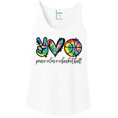 Peace Love Basketball Tie Dye Cute Basketball Lovers Ladies Essential Tank