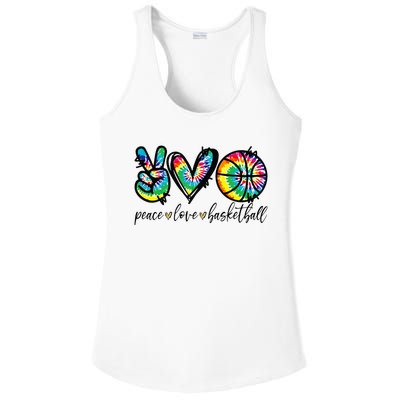 Peace Love Basketball Tie Dye Cute Basketball Lovers Ladies PosiCharge Competitor Racerback Tank