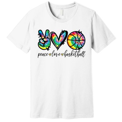 Peace Love Basketball Tie Dye Cute Basketball Lovers Premium T-Shirt