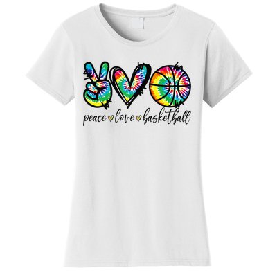 Peace Love Basketball Tie Dye Cute Basketball Lovers Women's T-Shirt