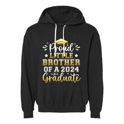 Proud Little Brother Of A 2024 Graduate Senior Graduation Garment-Dyed Fleece Hoodie