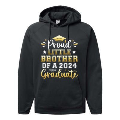 Proud Little Brother Of A 2024 Graduate Senior Graduation Performance Fleece Hoodie