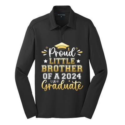 Proud Little Brother Of A 2024 Graduate Senior Graduation Silk Touch Performance Long Sleeve Polo