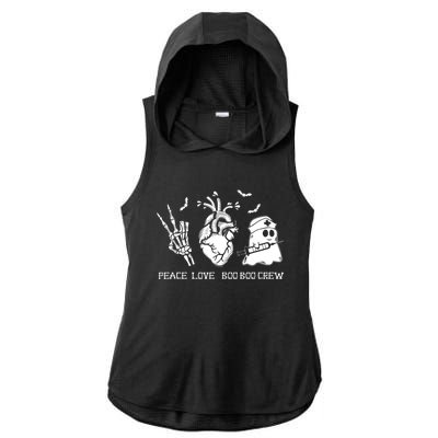 Peace Love Boo Boo Crew Lazy Halloween Skeleton Nurse Ghost Great Gift Ladies PosiCharge Tri-Blend Wicking Draft Hoodie Tank