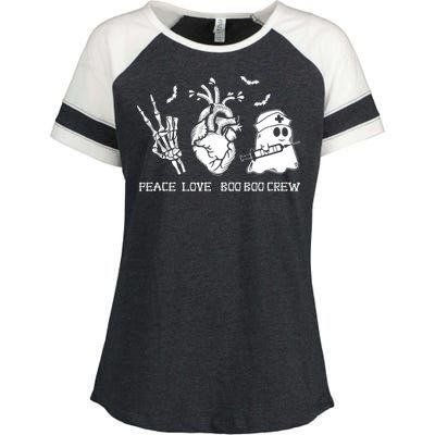 Peace Love Boo Boo Crew Lazy Halloween Skeleton Nurse Ghost Great Gift Enza Ladies Jersey Colorblock Tee