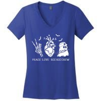 Peace Love Boo Boo Crew Lazy Halloween Skeleton Nurse Ghost Great Gift Women's V-Neck T-Shirt