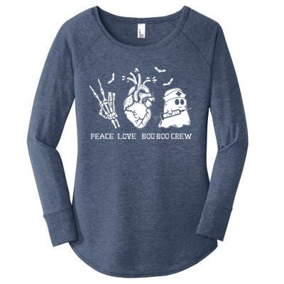 Peace Love Boo Boo Crew Lazy Halloween Skeleton Nurse Ghost Great Gift Women's Perfect Tri Tunic Long Sleeve Shirt