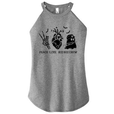 Peace Love Boo Boo Crew Lazy Halloween Skeleton Nurse Ghost Great Gift Women's Perfect Tri Rocker Tank