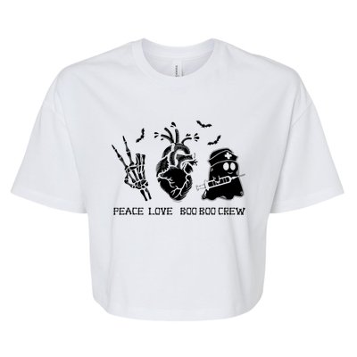 Peace Love Boo Boo Crew Lazy Halloween Skeleton Nurse Ghost Great Gift Bella+Canvas Jersey Crop Tee