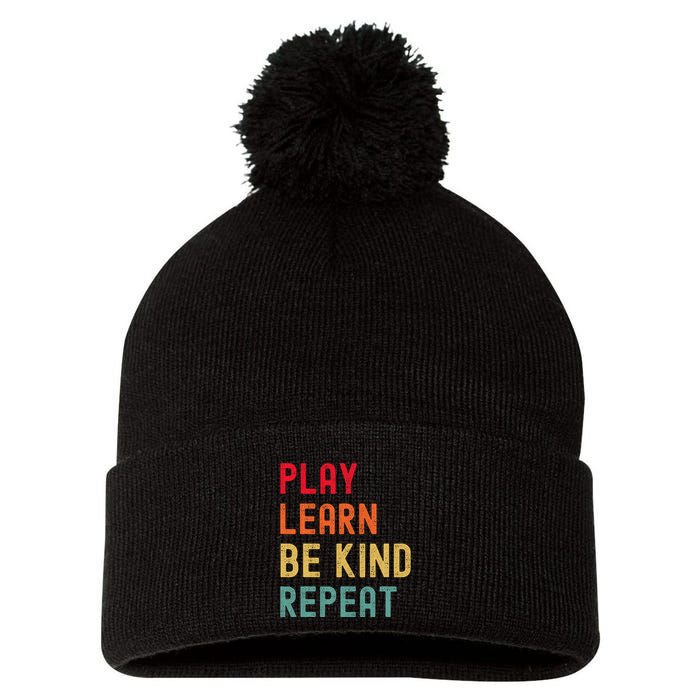 Play Learn Be Kind Repeat Unity Day No Bullies Kindness Pom Pom 12in Knit Beanie