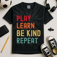Play Learn Be Kind Repeat Unity Day No Bullies Kindness Kids Tie-Dye T-Shirt