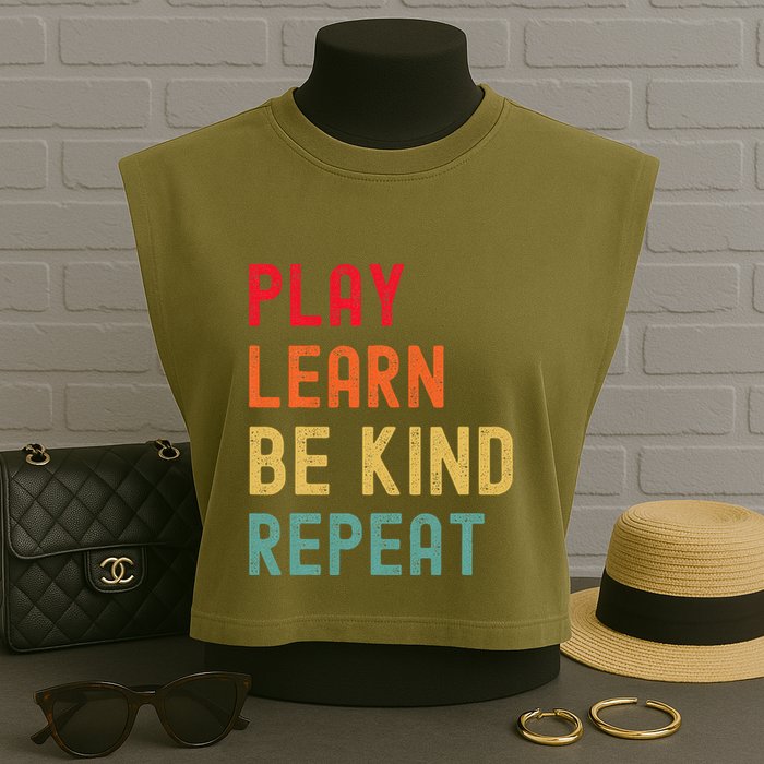 Play Learn Be Kind Repeat Unity Day No Bullies Kindness Garment-Dyed Women's Muscle Tee