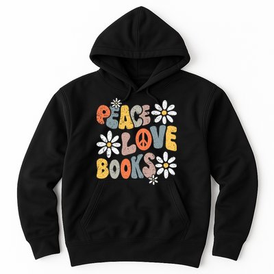Peace Love Books Groovy Bookworm Book Nerd Reading Teacher Hoodie