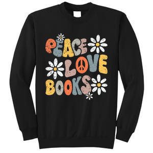 Peace Love Books Groovy Bookworm Book Nerd Reading Teacher Sweatshirt