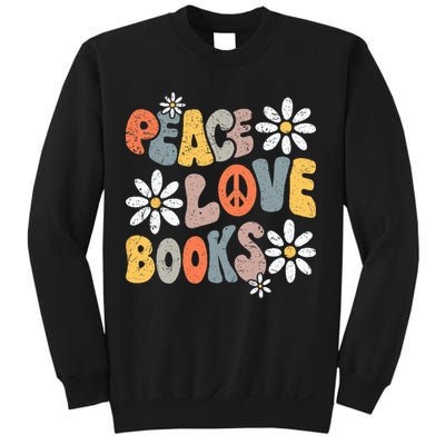 Peace Love Books Groovy Bookworm Book Nerd Reading Teacher Sweatshirt