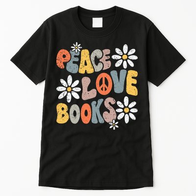 Peace Love Books Groovy Bookworm Book Nerd Reading Teacher Tall T-Shirt