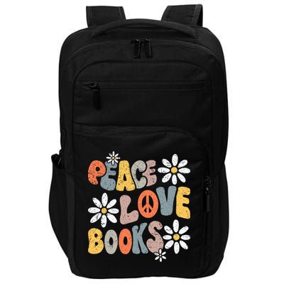 Peace Love Books Groovy Bookworm Book Nerd Reading Teacher Impact Tech Backpack