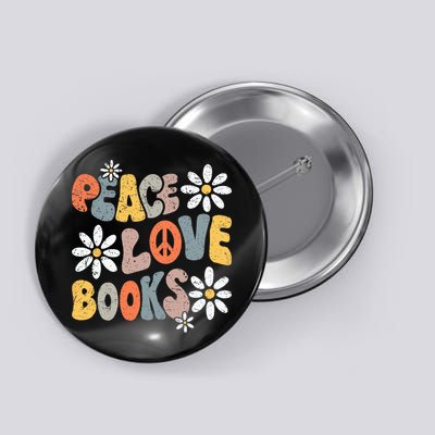 Peace Love Books Groovy Bookworm Book Nerd Reading Teacher Button