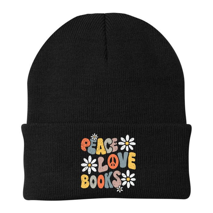 Peace Love Books Groovy Bookworm Book Nerd Reading Teacher Beanie