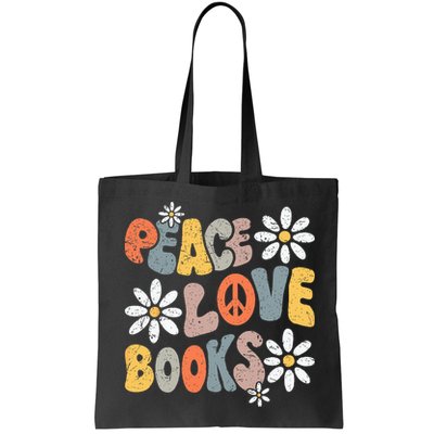 Peace Love Books Groovy Bookworm Book Nerd Reading Teacher Bag