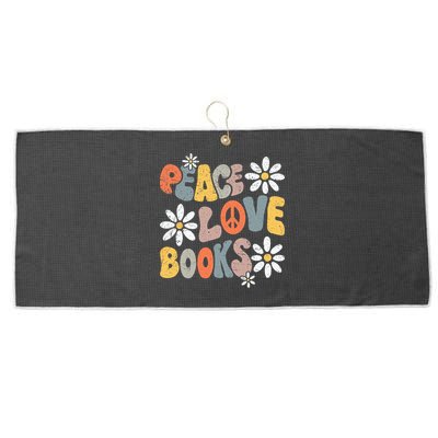 Peace Love Books Groovy Bookworm Book Nerd Reading Teacher Large Microfiber Waffle Golf Towel