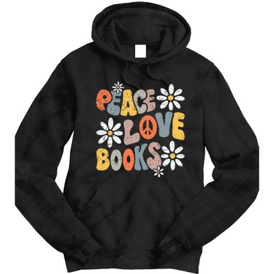 Peace Love Books Groovy Bookworm Book Nerd Reading Teacher Tie Dye Hoodie