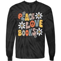 Peace Love Books Groovy Bookworm Book Nerd Reading Teacher Tie-Dye Long Sleeve Shirt