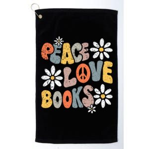 Peace Love Books Groovy Bookworm Book Nerd Reading Teacher Platinum Collection Golf Towel