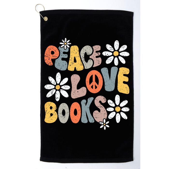Peace Love Books Groovy Bookworm Book Nerd Reading Teacher Golf Towel