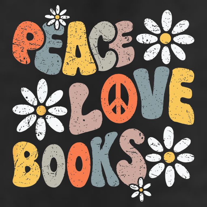 Peace Love Books Groovy Bookworm Book Nerd Reading Teacher Golf Towel
