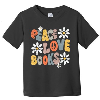 Peace Love Books Groovy Bookworm Book Nerd Reading Teacher Toddler T-Shirt