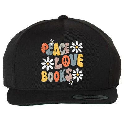 Peace Love Books Groovy Bookworm Book Nerd Reading Teacher Wool Snapback Cap
