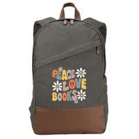 Peace Love Books Groovy Bookworm Book Nerd Reading Teacher Cotton Canvas Backpack