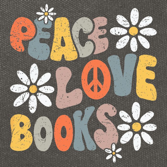 Peace Love Books Groovy Bookworm Book Nerd Reading Teacher Cotton Canvas Backpack