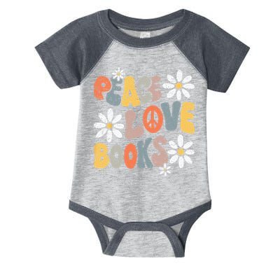 Peace Love Books Groovy Bookworm Book Nerd Reading Teacher Infant Baby Jersey Bodysuit