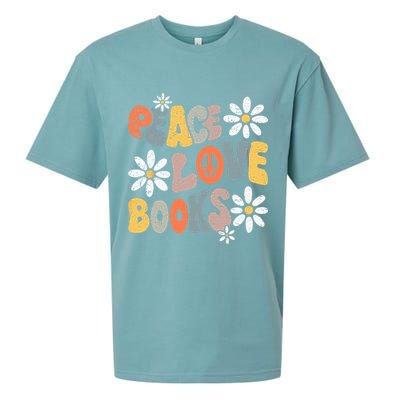 Peace Love Books Groovy Bookworm Book Nerd Reading Teacher Sueded Cloud Jersey T-Shirt