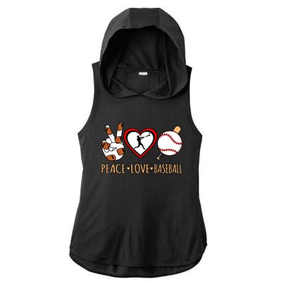 Peace Love Baseball Sports Player Lover Coach Graphic Gift Ladies PosiCharge Tri-Blend Wicking Draft Hoodie Tank