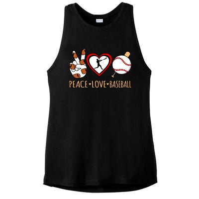 Peace Love Baseball Sports Player Lover Coach Graphic Gift Ladies PosiCharge Tri-Blend Wicking Tank