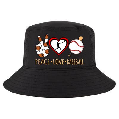 Peace Love Baseball Sports Player Lover Coach Graphic Gift Cool Comfort Performance Bucket Hat