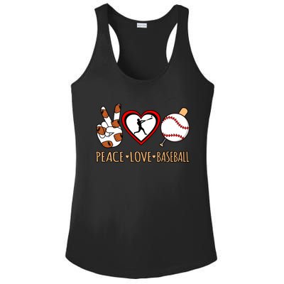 Peace Love Baseball Sports Player Lover Coach Graphic Gift Ladies PosiCharge Competitor Racerback Tank