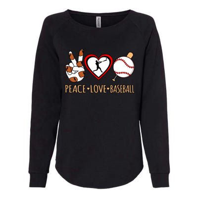 Peace Love Baseball Sports Player Lover Coach Graphic Gift Womens California Wash Sweatshirt