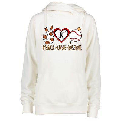 Peace Love Baseball Sports Player Lover Coach Graphic Gift Womens Funnel Neck Pullover Hood