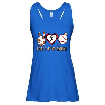 Peace Love Baseball Sports Player Lover Coach Graphic Gift Ladies Essential Flowy Tank