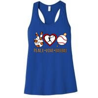 Peace Love Baseball Sports Player Lover Coach Graphic Gift Women's Racerback Tank