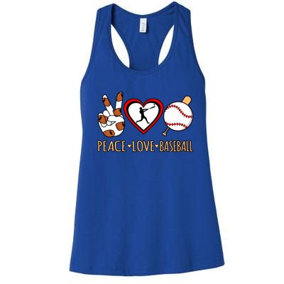 Peace Love Baseball Sports Player Lover Coach Graphic Gift Women's Racerback Tank