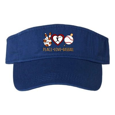 Peace Love Baseball Sports Player Lover Coach Graphic Gift Valucap Bio-Washed Visor